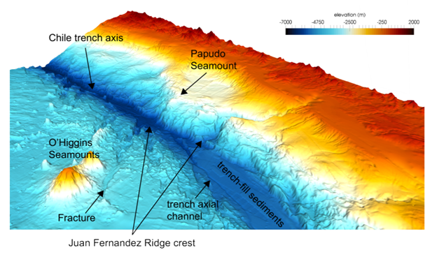 Subduction of the Juan Fernandez Ridge crest