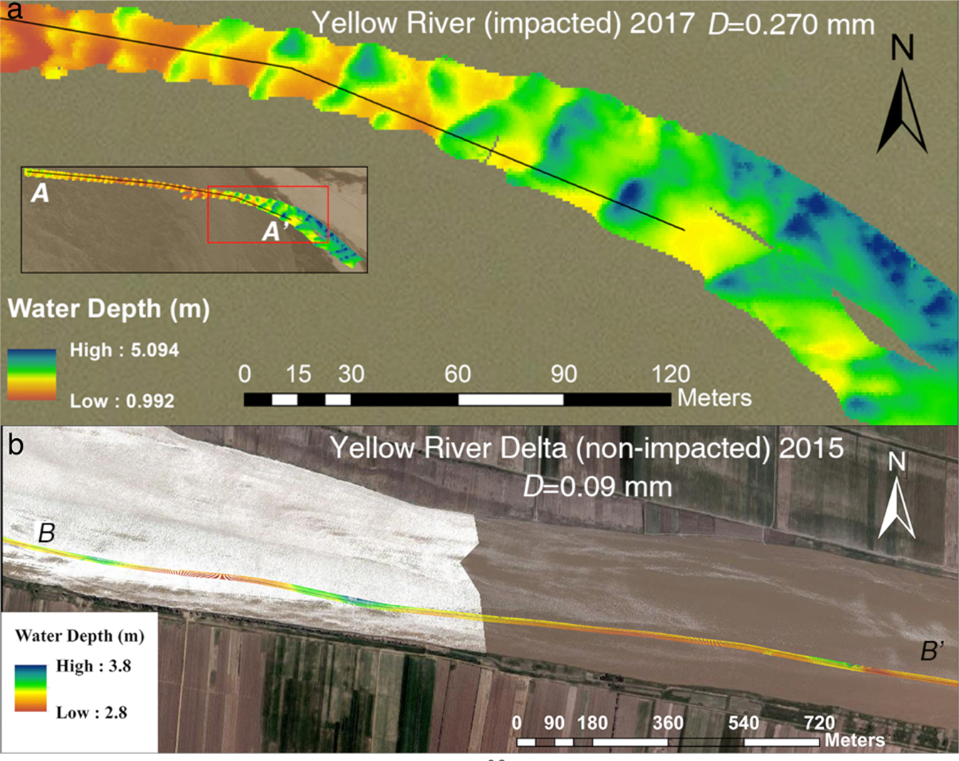 Multibeam echosounder (MBES) images of the bed of the Huang He River