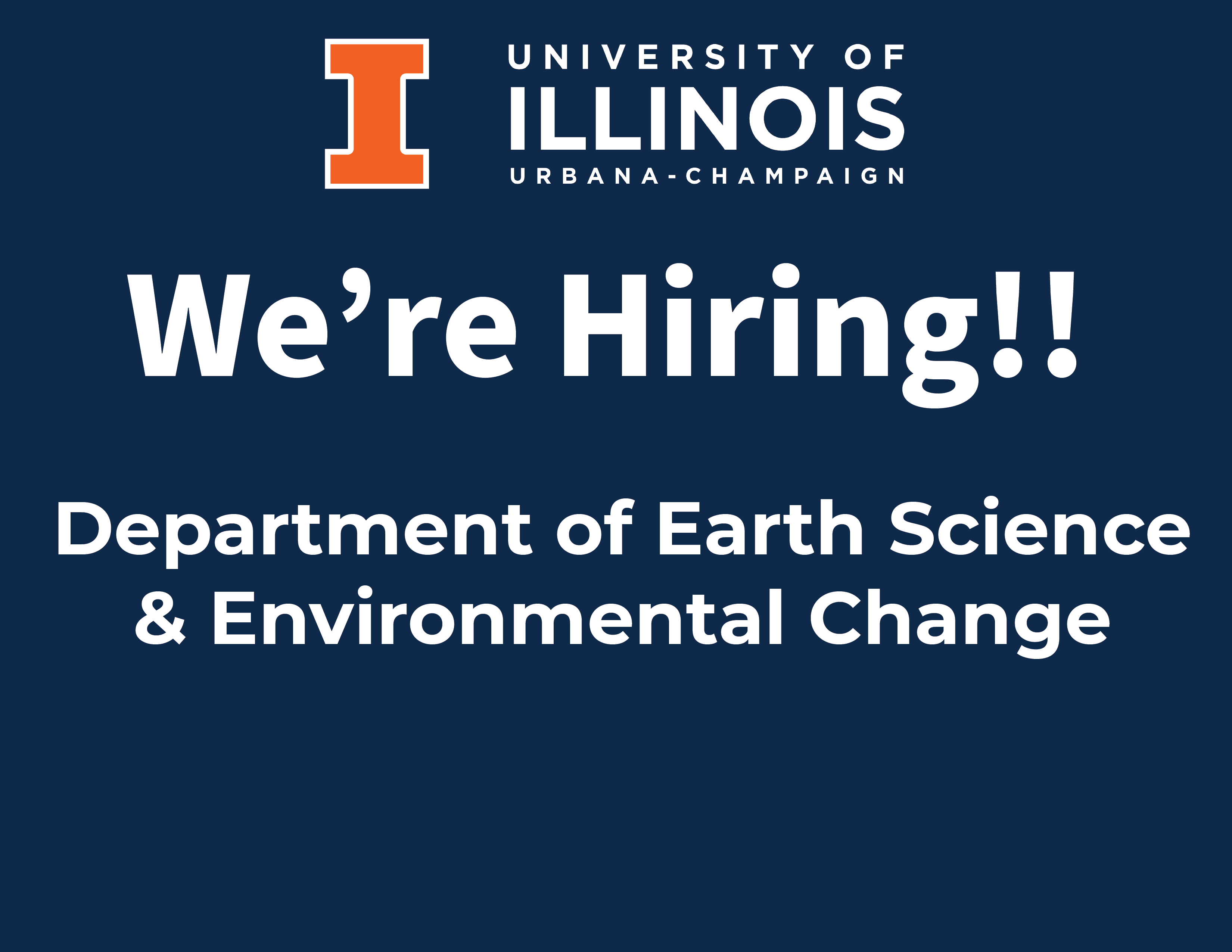 The department of Earth Science and Environmental Change is hiring