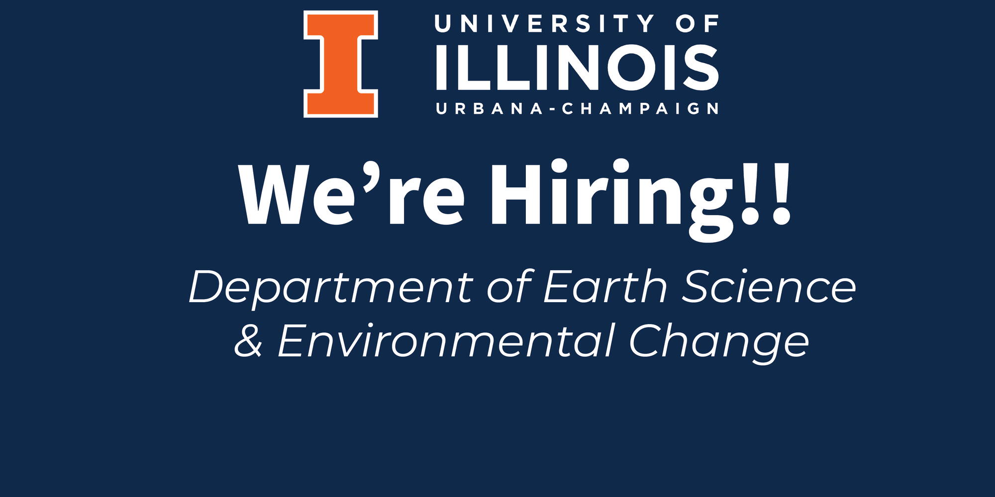 Department of Earth Science and Enviromental Change is Hiring