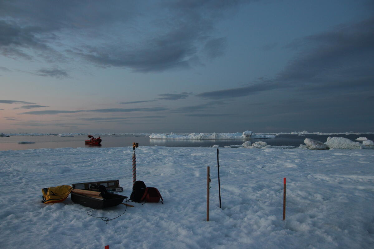 Research equipment in the sea ice.