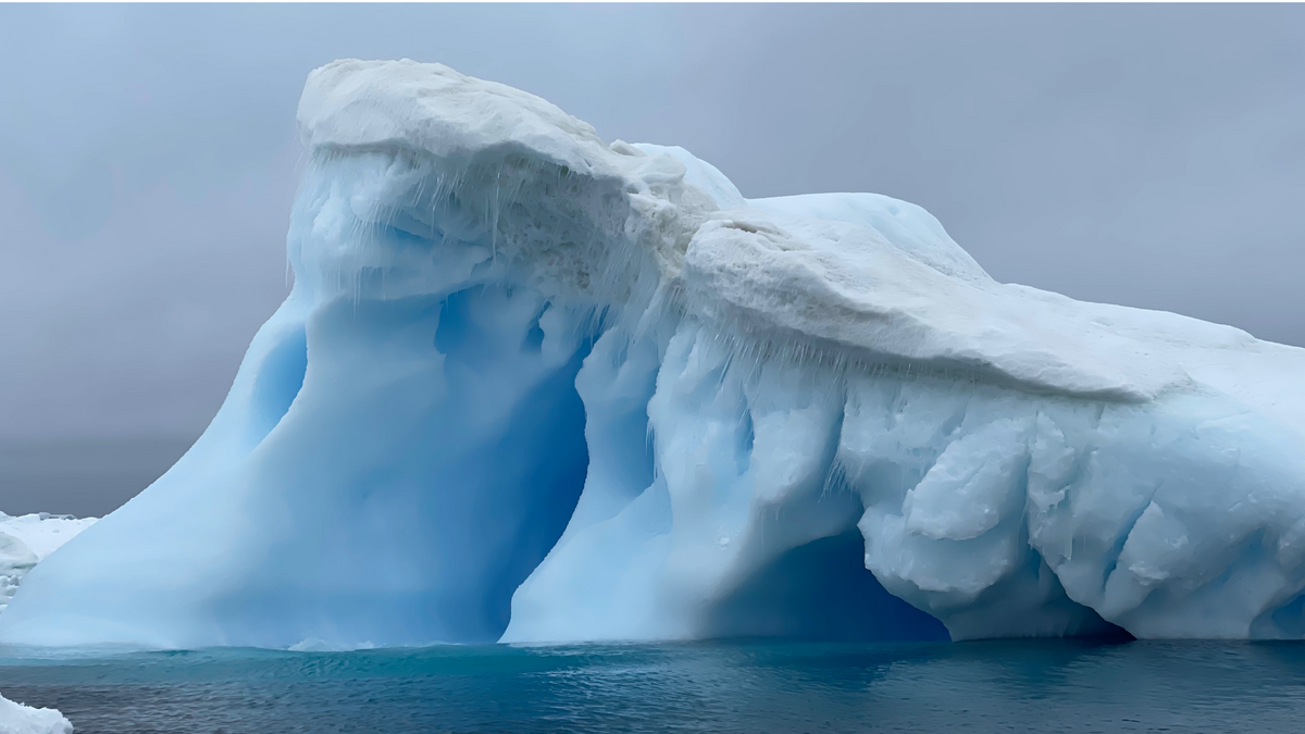 An iceberg in the ocean.
