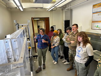 Students using a flume