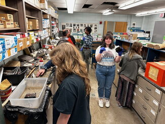 Students preparing rocks