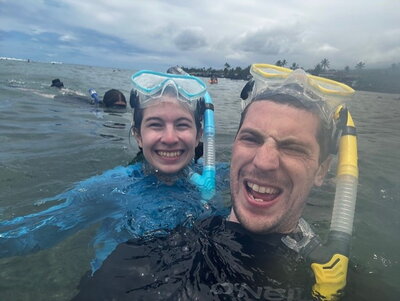 Two people in scuba gear.