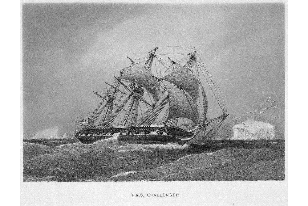 An old drawing of the HMS Challenger.